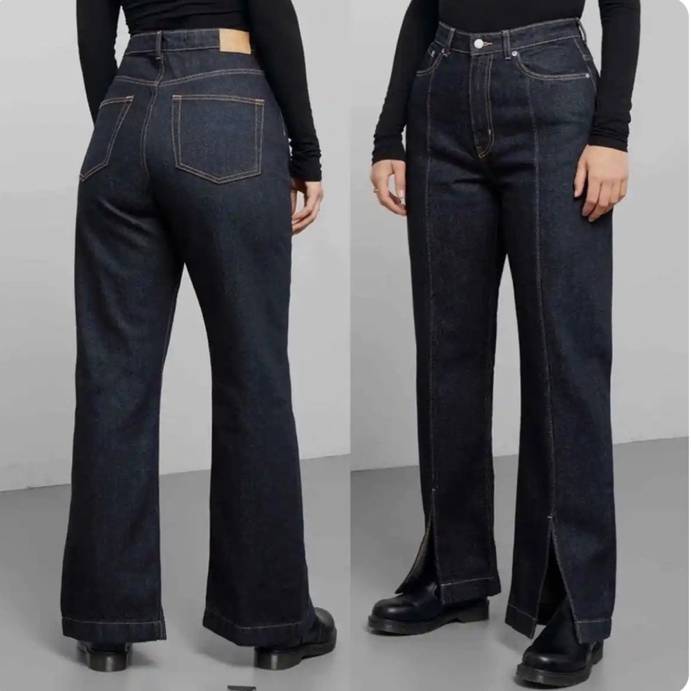 WEEKDAY Rowe Rinse Split Jeans Dark Wash Women’s Size 4 Made in India